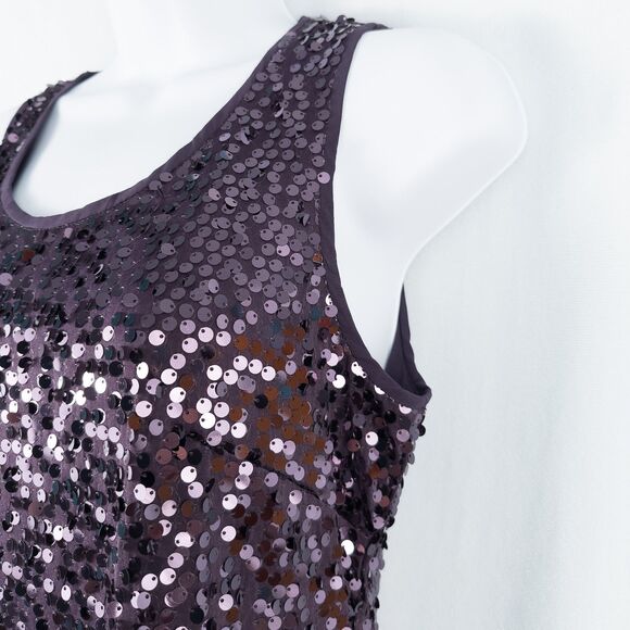 Studio Y Sleeveless Purple Sequin Mini Shift Dress Womens Medium Party Swiftie - Picture 9 of 11